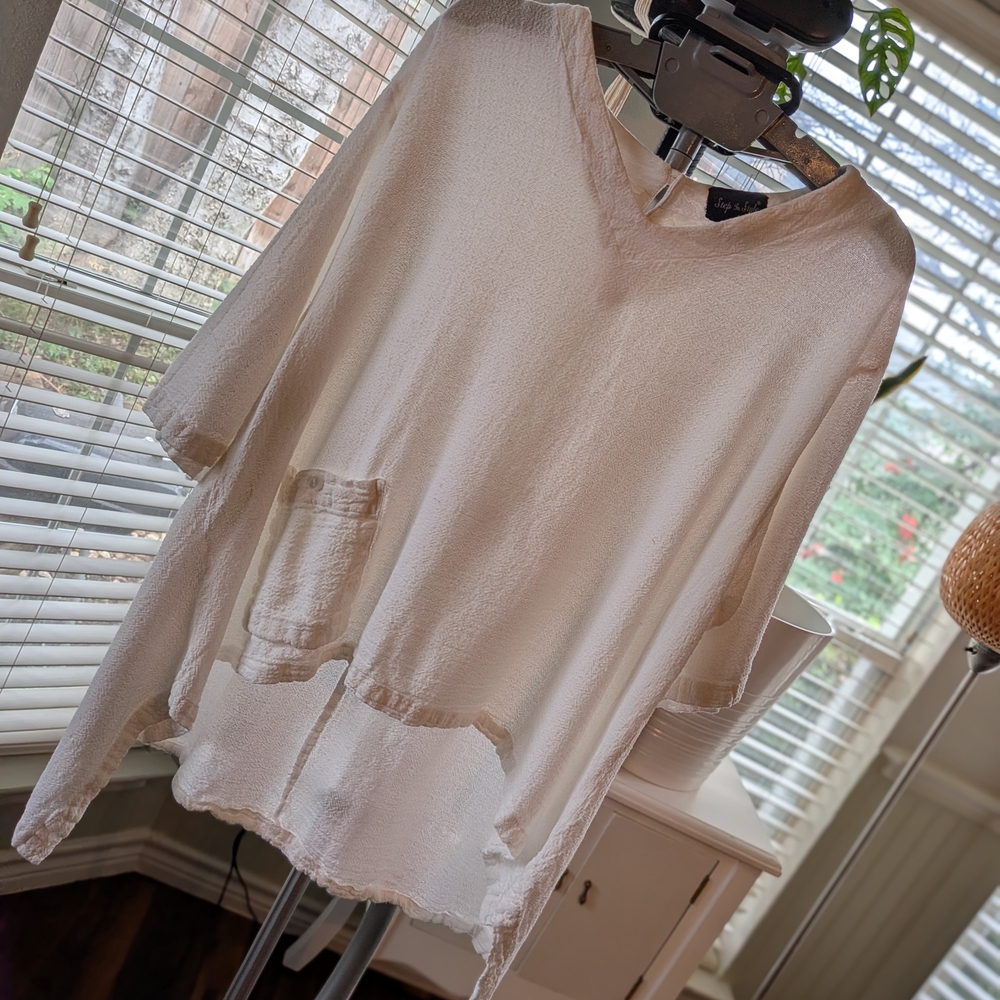 Cream V-Neck Poncho Top